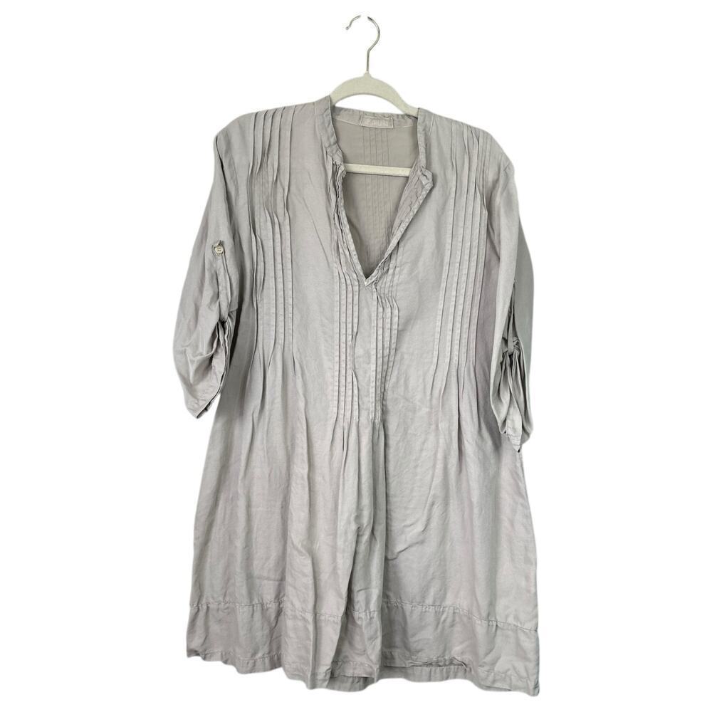 CP SHADES Regina Tunic Top Light Gray Size Small Cotton Silk Lagenlook Natural
